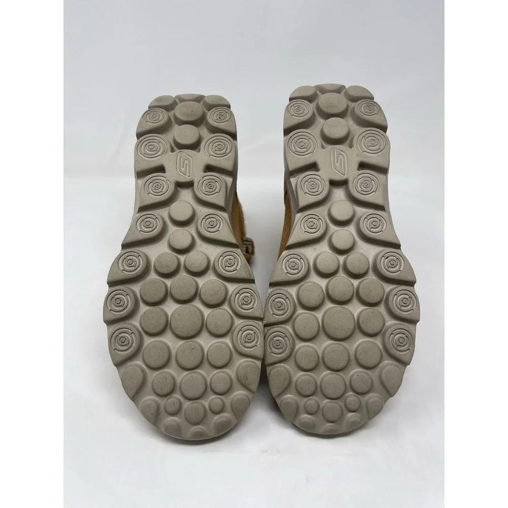 Skechers Boots Chestnut & Leopard Goga Mat On The Go Suede Faux Fur Lined Size 8